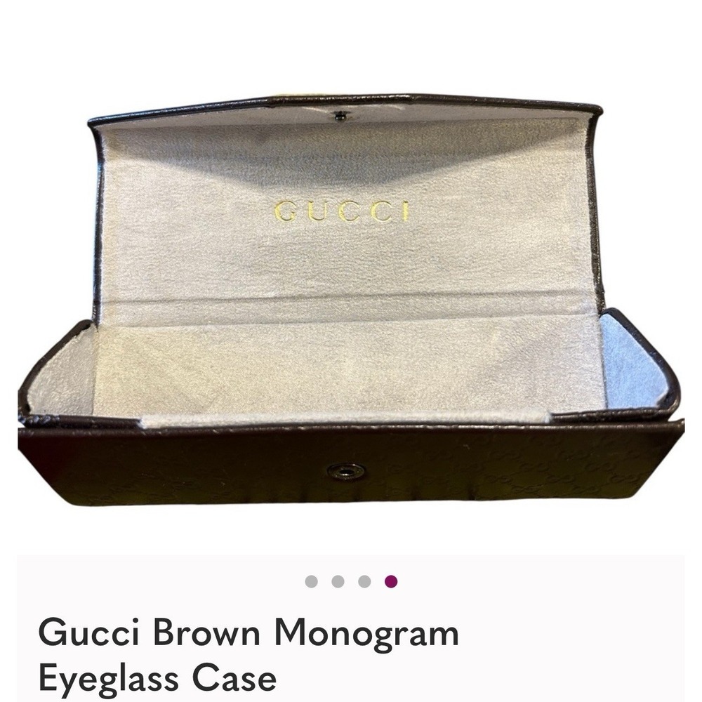 Gucci Brown Monogram Guccissima Leather Folding Eyeglass Sunglasses Case Brown - Picture 3 of 3